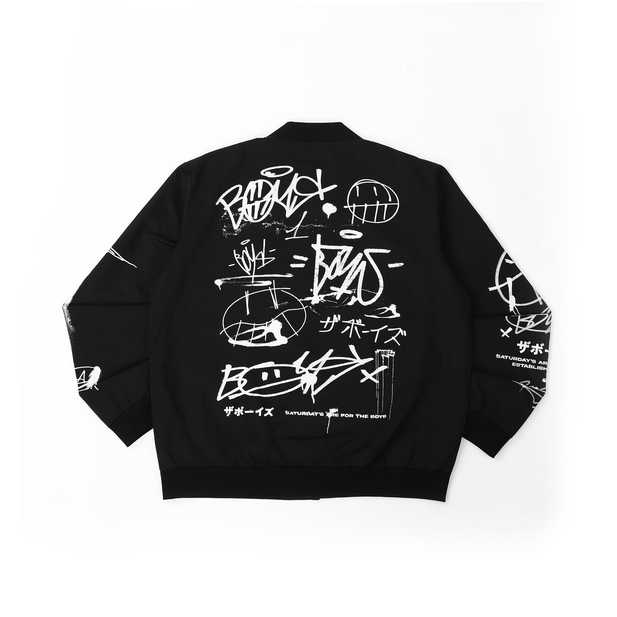ジャケット・アウター JSF Jacket Feat. COOK L Black The BONEZ BLACKOUT GRAFFITI BOMBER JACKET | THE BOYS – The Boys