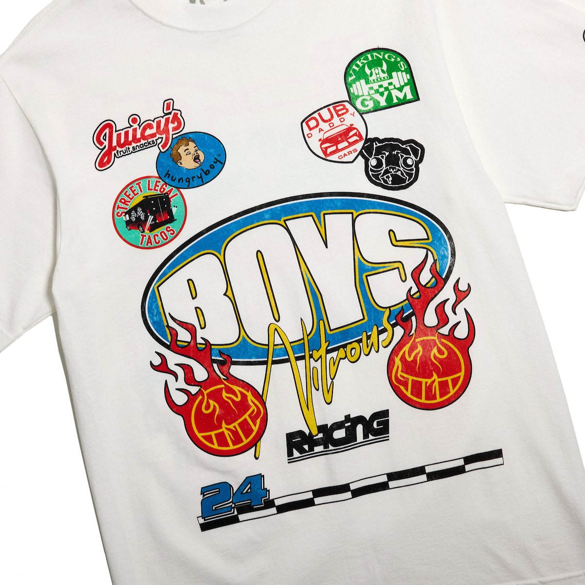 Nitrous Patches White Tee - Brain Rot Worldwide - The Boys