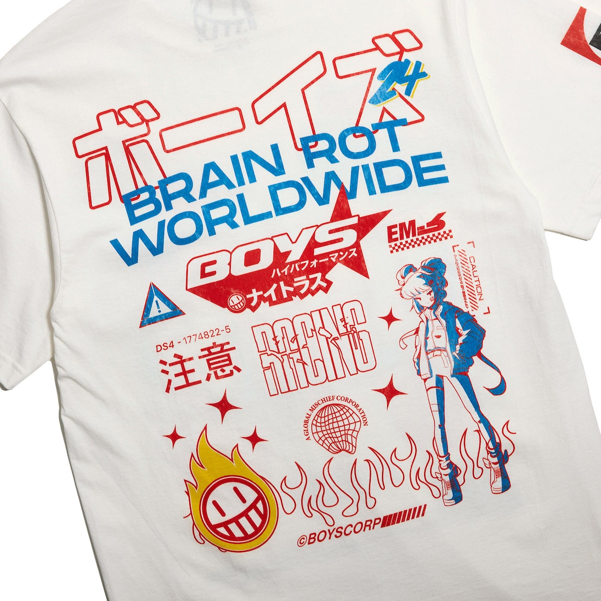 Nitrous Patches White Tee - Brain Rot Worldwide - The Boys